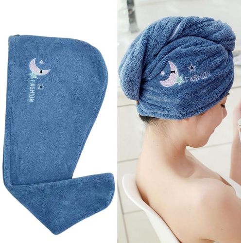 1pc Magic Microfiber Hair Drying Towel, Quick Dry Shower Cap Turban for Women, Soft Polyester Fiber Bath Hat, Super Absorbent Lady Head Wrap, Blue