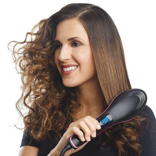 Comb Blowdry Hair Straightener Brush Electric Hand Hair Blow Dryer Black