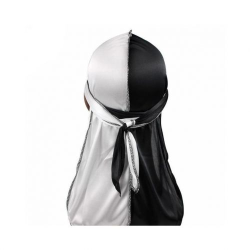 Stretchy Durag Black-White Two Toned