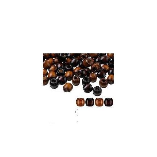 100pcs Light Brown & Dark Brown Wooden Hair Beads Accessories