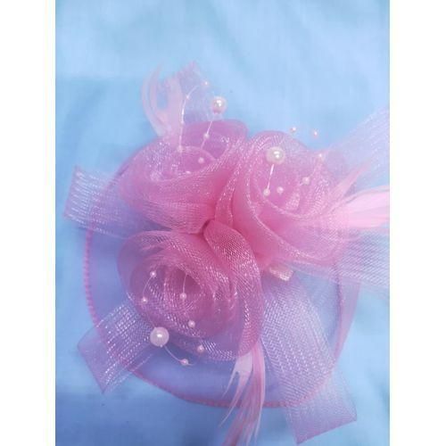 Elegant Pink Mesh Floral Accessory