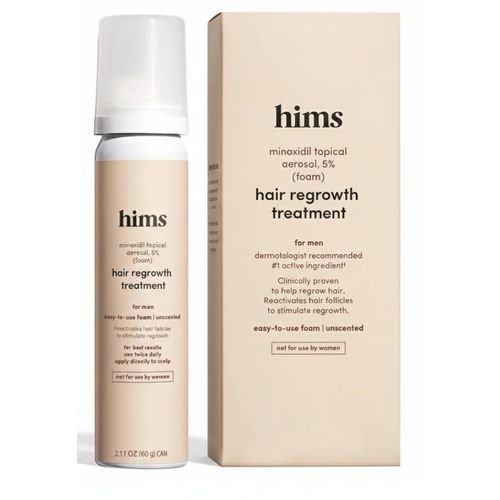 hims&hers Men 5% Minoxidil Aerosol Foam Hair Regrowth Treatment. Supports Thicker, Fuller Hair. Non-Greasy. Unscented. Top Ten Hair. 1 Month Supply.