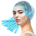 100 Pcs 21” Disposable Bouffant Caps, Hair Head Cover Net, Non-Woven, Medical, Labs, Spa, Nurse, Tattoo, Food Service, Health, For Men and Women (blue)