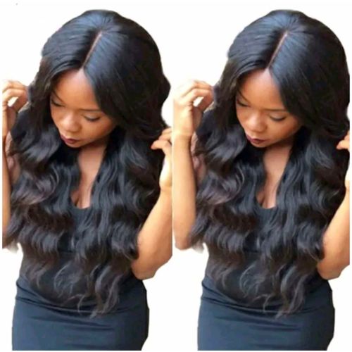 Lace closure parting black bodywave wig that can be blow-dried