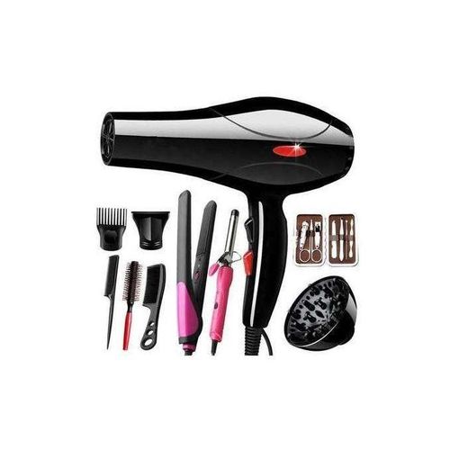12 Pcs Commercial Use Hair Dryer Blow Dryer Hair Tools- Flat iron, tongs, manicure set, combs, curls