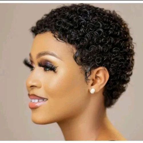 short curly wig -black