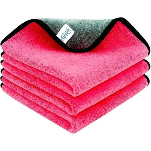 Multipurpose Microfiber Cleaning Cloth - Highly Absorbent -Soft & Lint Free Multi-Colour Towels for Baby, Hands, Home, All Vehicles Bike, Car, (Pack of 3, 30 x 40 cm)