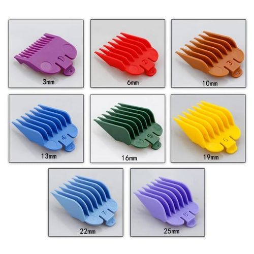 8PCS Hair Clipper Guide Comb Set Compatible With Wahl Hair Clippers Limit Combs With Storage Rack Hair Trimmer Guards Attachments Hair Salon Tool Set, Random Colors
