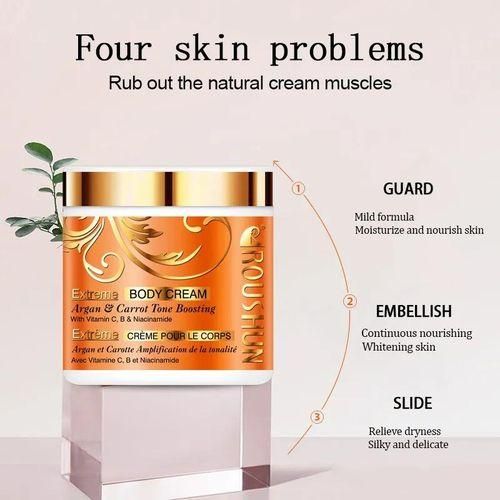Roushun ARGAN & CARROT Extreme Body Cream. With NIACINAMIDE & VITAMIN C. Boost Skin Tone, Removes Wrinkles