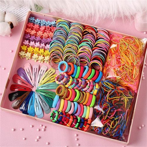 Mixed Gift Box Multicolor Elastic Hair Ties Hair Clips for Girls Hair Bands Ponytail Holders Headband Scrunchies Hair Accessories