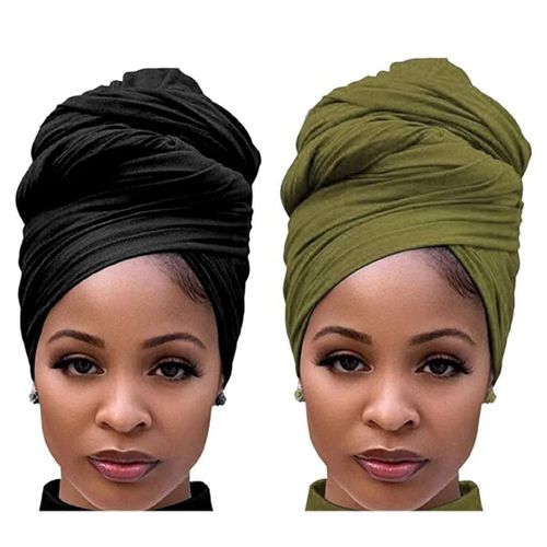2Pack Head Wraps for Black Women African Hair Wraps for Dreads Locs Stretch Jersey Turbans for Women Extra Long Large Breathable Head Band Hairband