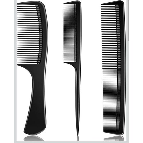 3Pcs Professional Teasing Comb, Premium Black Carbon Fiber Hair Comb Set for Cutting and Styling, Fine and Wide Tooth Hair Barber Combs for Women and Man