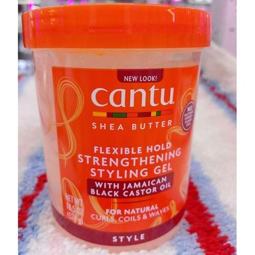 Cantu Beauty Cantu Shea Butter Flexible hold strengthening styling gel with jamiaican black castor oil For Curls ,Coils & Waves -524g