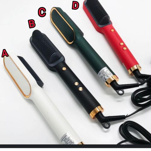 Multi-Function 3-in-1 Ceramic Electric Hair Straightener Comb and Dryer Brush - Rotating Hair Curling Iron and Styling Tool