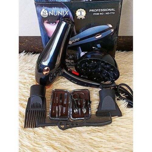 Nunix 2400Watts Professional Salon Blow-dry With Accessories, Straightener, Combs, Nail Set, Difusser