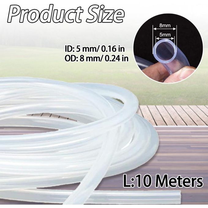 10 Metres (8mm) Silicone Air Hose – Soft Elastic Rubber Tube for Aquariums & Multipurpose Use