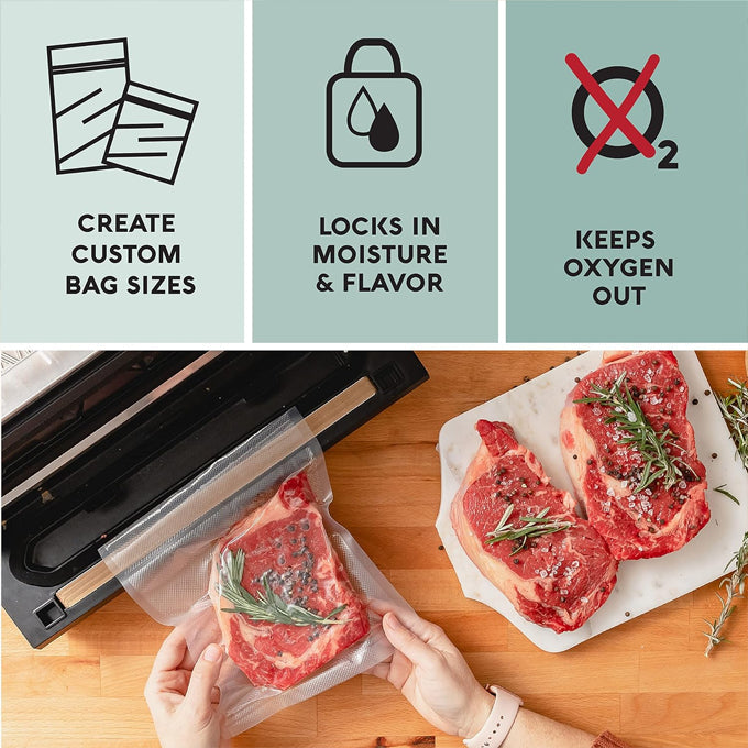 Vacuum Seal Rolls & Bags for Food Storage – Reusable Freezer-Safe Vacuum Sealer Bags