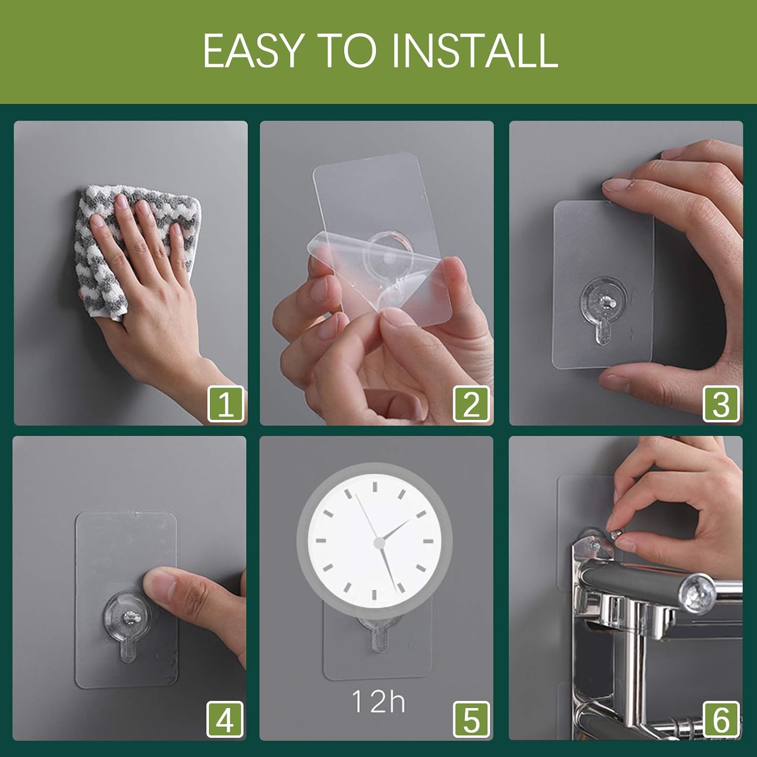 10PCS Nail-Free Transparent Wall Sticker Hooks