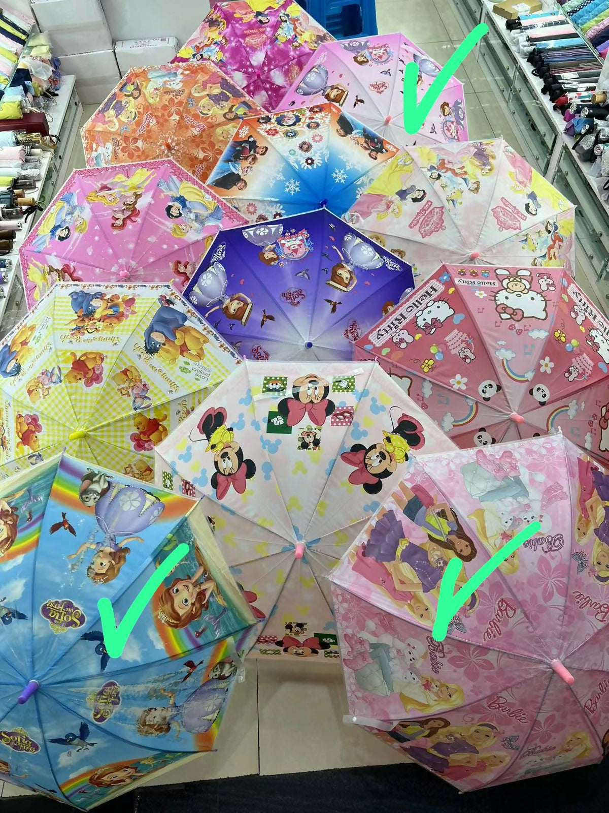 Kids cartoon themed umbrellas