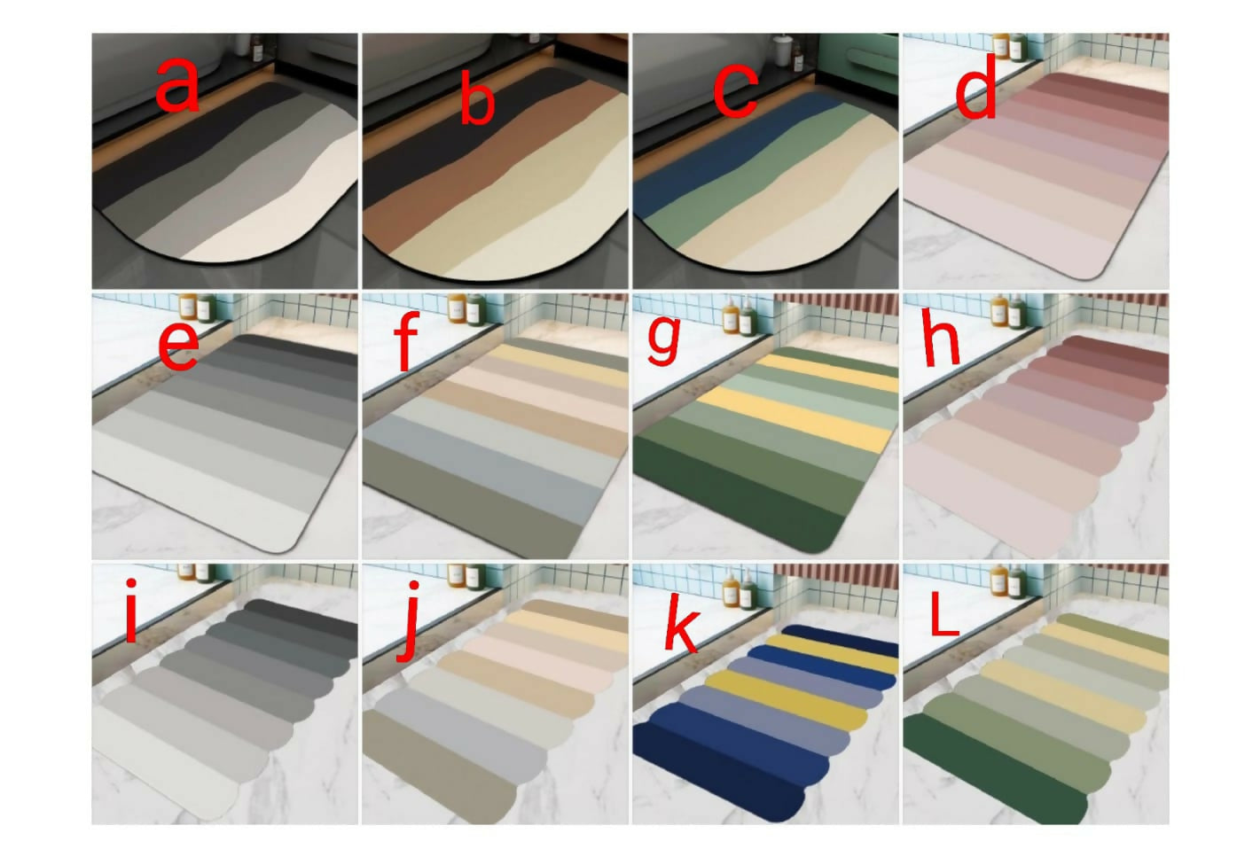 Absorbent nordic bathroom mats