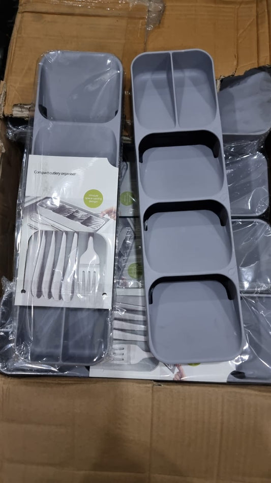 5-Slot Compact Cutlery Organizer β Space-Saving Drawer Tray for Knives, Forks & Spoons (Grey)