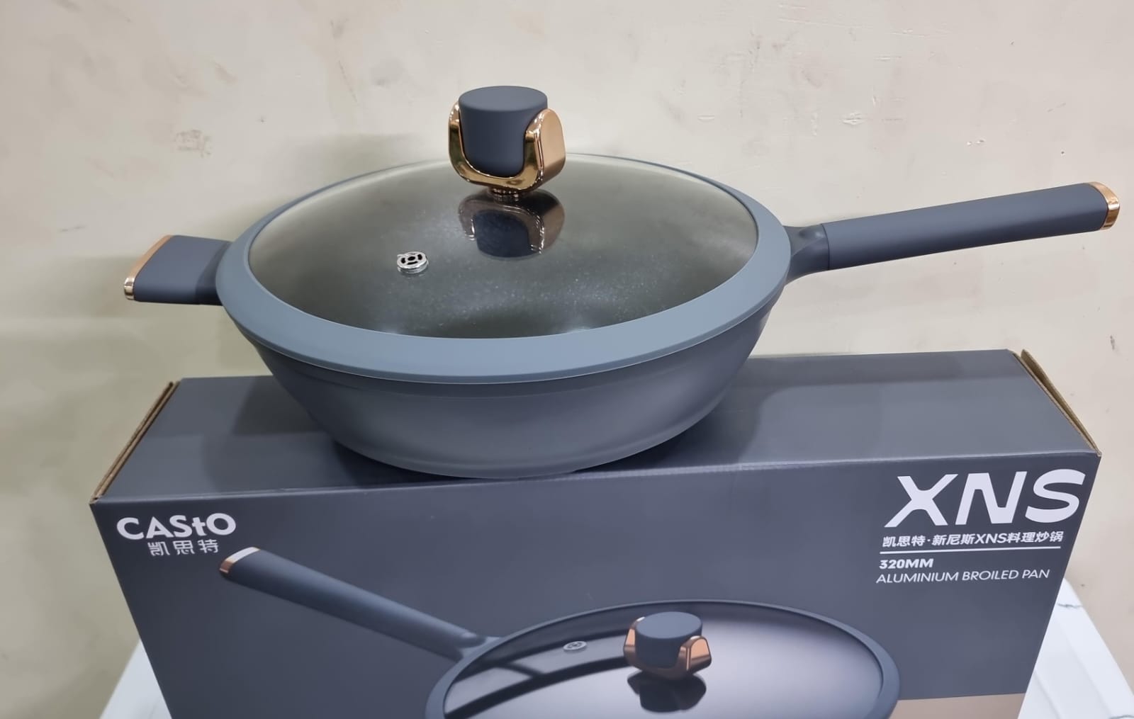 Casto XNS 320mm Nonstick Aluminium Broiled Pan – 6L Large-Capacity, Heavy-Duty Cooking Pan for Gas & Electric Stoves