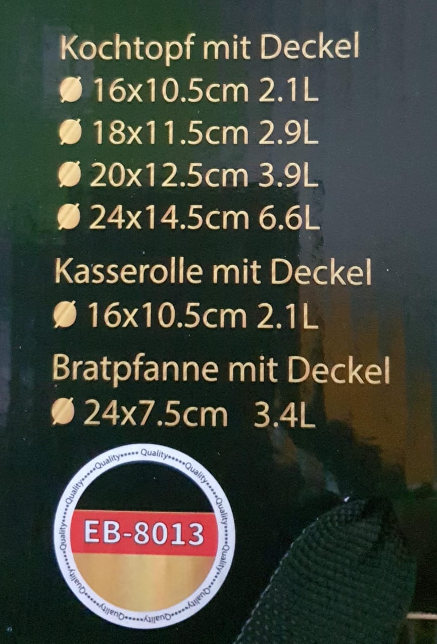 12pc Norbitcon EbEBBERG 93 Premium Aluminium Cookware Set – Golden Caps & Handles, Durable Nonstick Pots (2.1L to 6.6L)