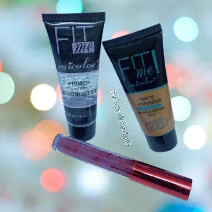 Micolor Fit Me 3 In 1 Matte Poreless Foundation + Primer + Liquid Lipstick
