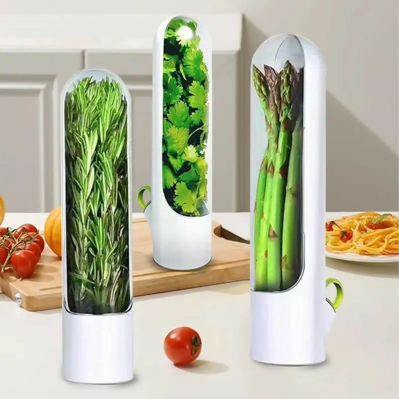 Fresh Herb Fridge Storage Container – Airtight Keeper for Herbs & Vegetables | BPA-Free, Reusable & Space-Saving