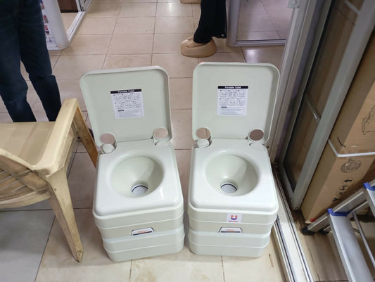Portable Toilet Camping Toilet 20L with Piston Pump & T-Type 3 Way Flush Nozzle - Model -generic