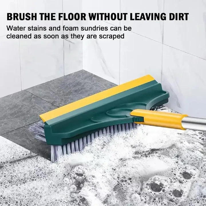 2 in 1 Adjustable V-Shape Cleaning Brush Floor Scrub Magic Broom With Long Handle and Squeegee Bathroom