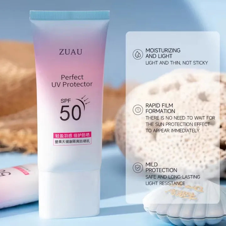 100% Authentic ZUAU Sun block for face and body SPF 50+ PA+++ UV Shield Sunscreen Repair Brighten Cream Moisturizer Facial Body Sunblock Sunscreen Brightening Sunscreen sun block for men and women