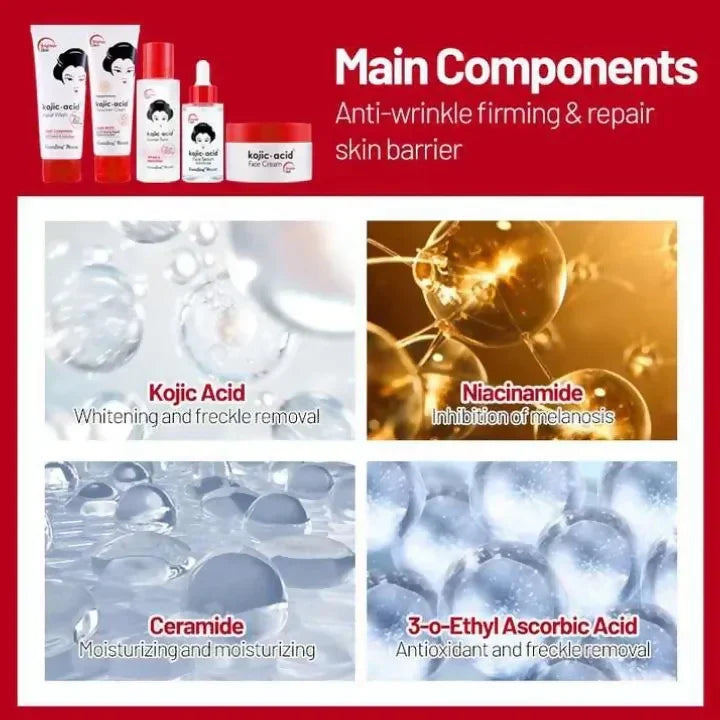 GuanJing Beauty Kojic Acid Skin Care Series 5 Piece Set