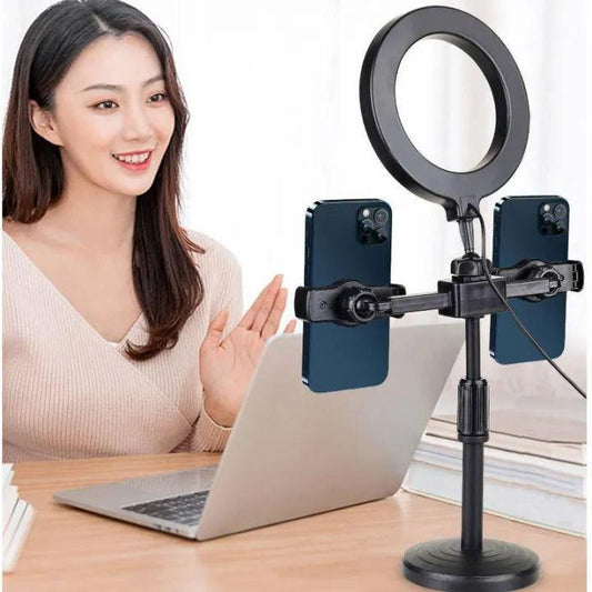 Ring light with Universal Dual Position Mobile phone Clip Mini Metal Desktop Multi-function Tripod Bracket Holder for Live Bracket
