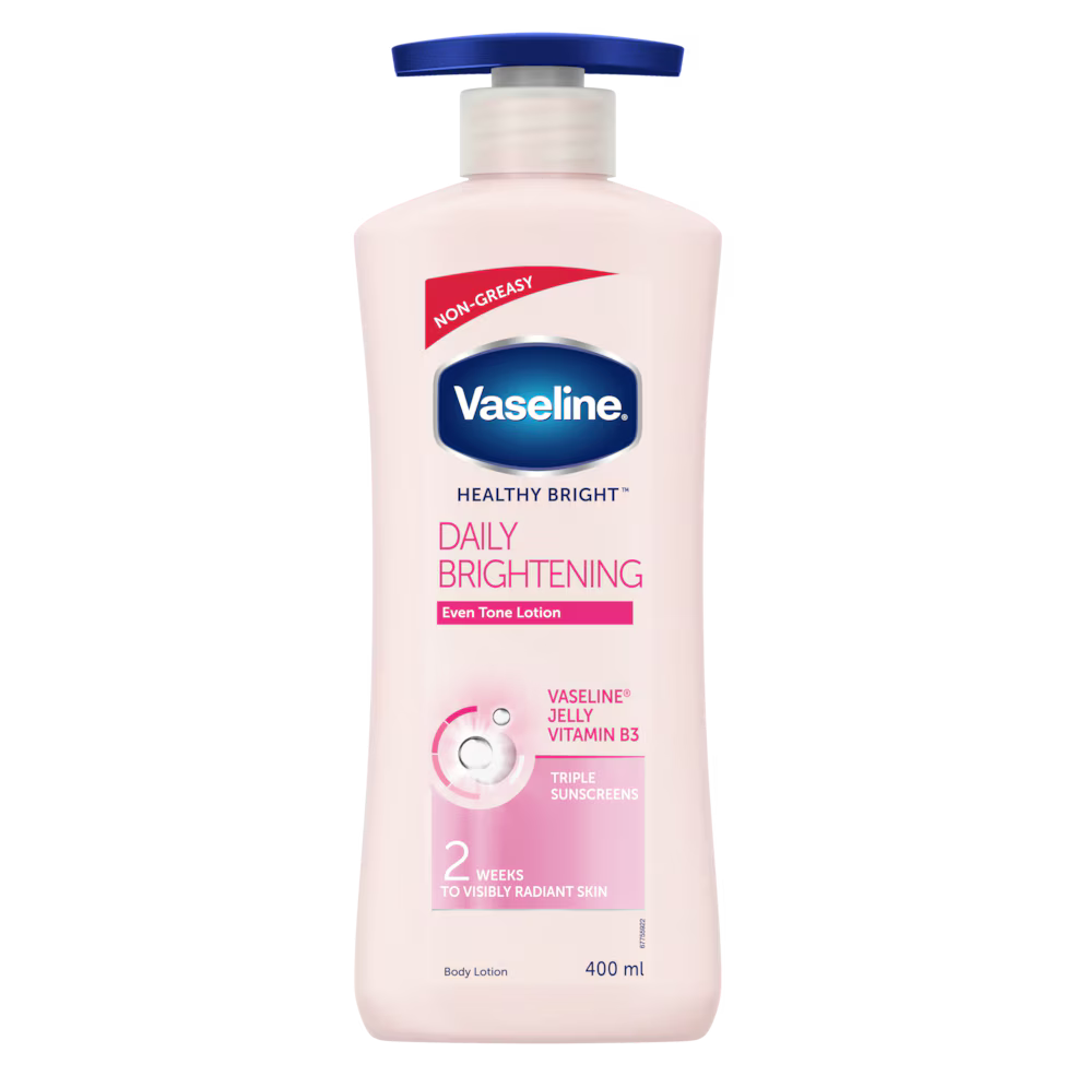 Vaseline 3 In 1 Brightening Package: Intensive Care Vitamin B3 Body Oil 200ML + Daily Brightening Even Tone Lotion 600ML+ Gluta-Hya Dewy Radiance Serum Burst Lotion